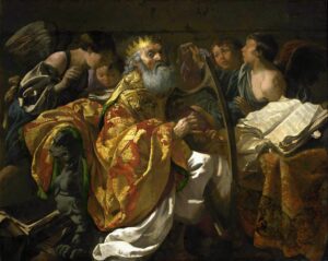 Hendrick ter Brugghen, King David Playing the Harp, Surrounded by Four Angels, 1628 Oil on canvas, 59 x 74.8 in National Museum in Warsaw