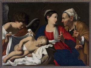 Carlo Saraceni, Virgin Mary with Child Jesus, St. Anne and Angel, 1600s Oil on canvas, 36.4 x 50 in National Museum in Warsaw