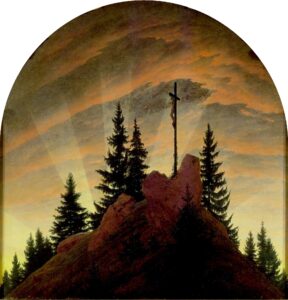 Caspar David Friedrich, The Tetschen Altar/The Cross in the Mountainsta, 1807/1808 Oil on canvas, 45.2 × 43.5 in Galerie Neue Meister, Dresden