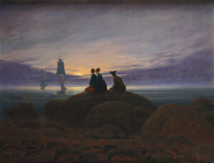 Caspar David Friedrich, Moonrise over the Sea, 1822 Oil on canvas, 21.6 x 27.9 in Alte Nationalgalerie, Berlin