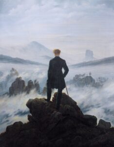 Caspar David Friedrich, Wanderer Above the Sea of Fog, Circa 1817 Oil on canvas, 38.5 x 29.1 in Hamburger Kunsthalle, Germany
