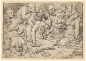 Jan Cornelisz Vermeyen, The Lamentation, c 1545 Pen in black and brown ink and black chalk, 7.1 x 10.1 in Rijksmuseum, Amsterdam