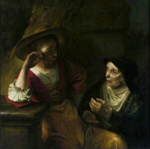 Willem Drost, Vertumnus and Pomona, 1650s Oil on canvas, 41.7 × 41.7 in National Museum in Warsaw
