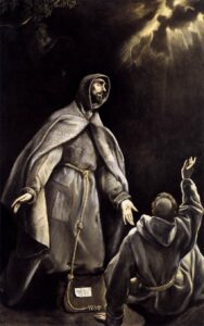 El Greco, St Francis's Vision of the Flaming Torch, between 1600 and 1605 Oil on canvas, 79.9 x 58.2 in Antiguo Hospital de Nuestra Señora del Carmen, Cádiz, Spain