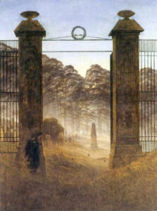 Caspar David Friedrich, The Cemetery Entrance, 1825 Oil on canvas, 56.2 x 43.3 in Galerie Neue Meister, Dresden