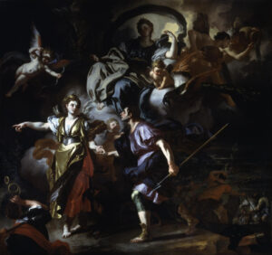 Francesco Solimena, The Royal Hunt of Dido and Aeneas, circa 1712 Oil on canvas, 11.92 x 12.63 in) Museum of Fine Arts, Houston