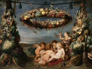 Frans Snyders, The Christ Child with the Infant Saint John the Baptist and Angels, between c 1615 and c 1618 Oil on canvas, 77.9 x 104.7 in Harvard Art Museums, Cambridge, Massachusetts
