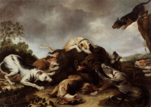 Frans Snyders, The Boar Hunt, circa 1650 Oil on canvas, 67.71 x 94.09 in Art Gallery of New South Wales, Sydney