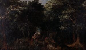 Gillis van Coninxloo, Woodland with Saint Jerome, between 1560 and 1607 Oil on panel, 19.6 x 32.9 in Museum of Fine Arts Ghent