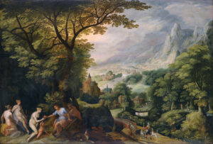 Gillis van Coninxloo with Karel van Mander the Elder, Landscape with the Judgment of Paris, End of the 16th century - early 17th century) Oil on panel, 50 x 72.83 in National Museum of Western Art, Tokyo