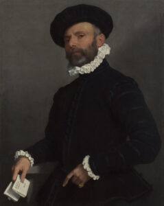 Giovanni Battista Moroni, Portrait of a Man holding a Letter, circa 1570 Oil on canvas, 35 x 28.5 in National Gallery, London