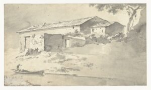Adam Pynacker, House in a Southern Landscape, 1632 - 1646 Grey wash over graphite on paper, 6.7 x 11.5 in Rijksmuseum, Amsterdam