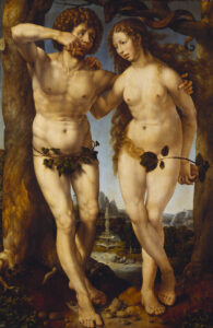 Jan Gossaert, Adam and Eve, circa 1520 Oil on panel, 66.4 x 43.8 in Windsor Castle, UK