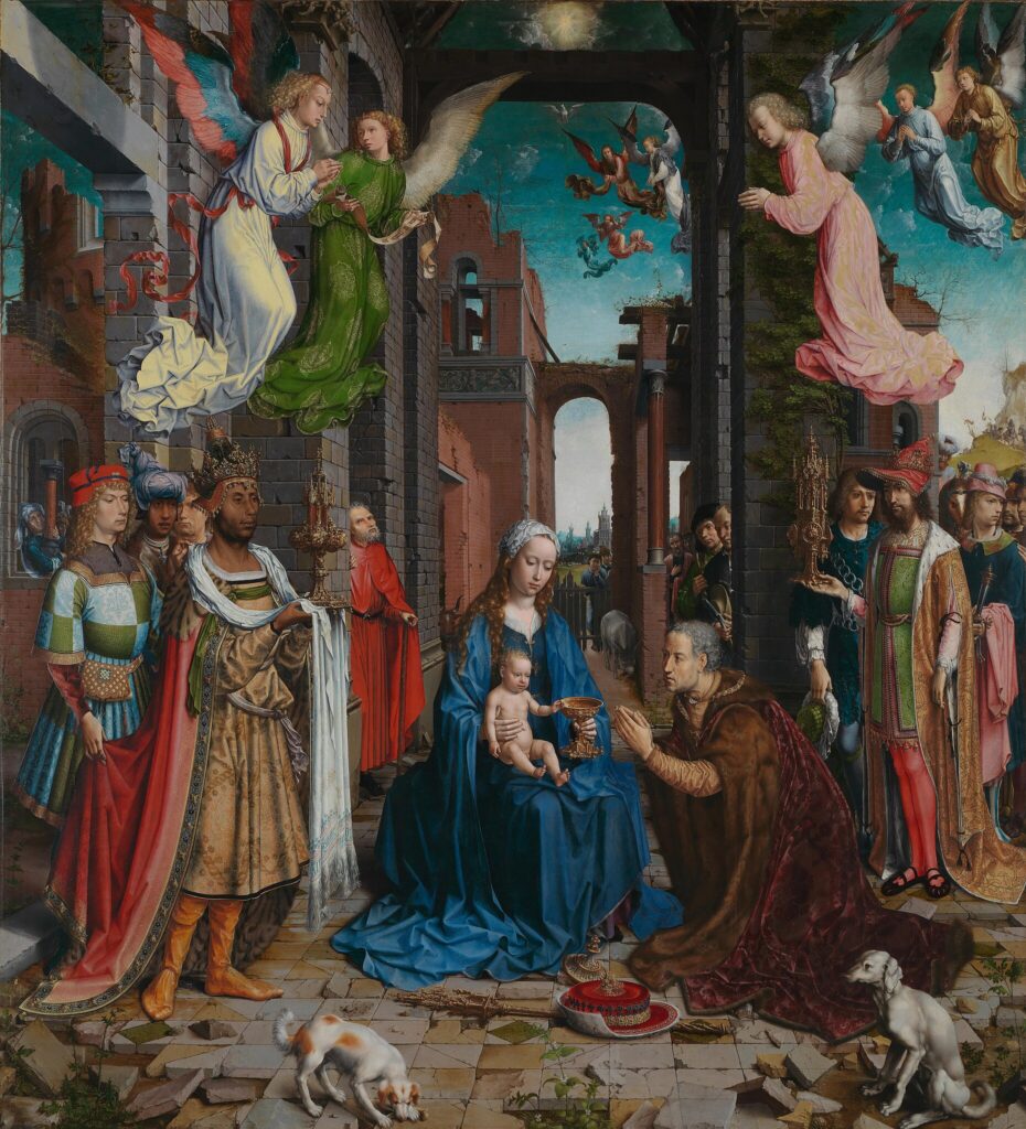 Adoration of the Magi, 1510-1515 Oil on oak wood, 69.7 x 63.7 in National Gallery, London