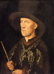 Jan van Eyck, Portrait of Baudouin de Lannoy, 1435 Oil on oak wood, 10.2 x 7.6 in Gemäldegalerie Berlin