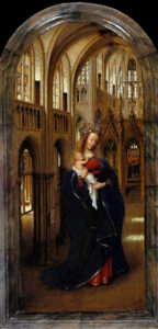 Jan van Eyck,The Madonna in the Church, between 1437 and 1440 Oil on oak panel, 12.2 x 5.5 in Gemäldegalerie Berlin