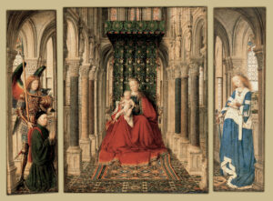 Jan van Eyck, Triptych of Mary and Child, 1437 Oil on panel, 12.99 x 10.82 in Gemäldegalerie Alte Meister, Dresden