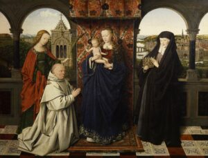 Jan van Eyck, Virgin and Child with Canon van der Paele, 1434 Oil on wood, 49 x 62.9 in Groeninge Museum, Bruges, Belgium