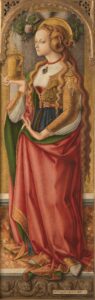 Carlo Crivelli, Mary Magdalene, circa 1480 Tempera on panel, 59.8 x 19.2 in Rijksmuseum, Amsterdam