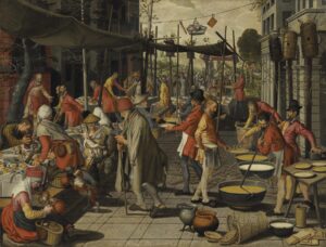 Pieter Aertsen, The Parable of the Royal Wedding, between c 1570 and c 1575 Oil on panel transferred to canvas, 41.5 x 54.8 in Private collection