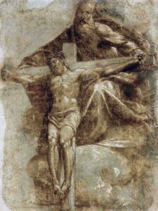 Pordenone, Holy Trinity, circa 1530-1535 Ink and wash on paper, 15.2 x 11.4 in National Museum in Warsaw