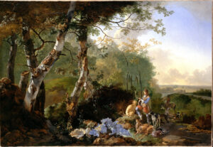 Adam Pynacker, Landscape with Sportsmen and Game, circa 1665 Oil on canvas, 54.25 x 78.22 in Dulwich Picture Gallery