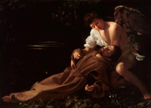 Caravaggio, Francis of Assisi in Ecstasy, 1594 Oil on canvas, 36.3 x 50.1 in Wadsworth Atheneum Museum of Art, Hartford, Connecticut