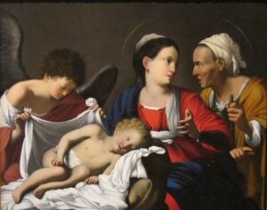Carlo Saraceni, The Madonna and Child with Saint Anne and an Angel, between c 1608 and c 1610 Oil on copper, 11 1/2 x 14 3/8 in Honolulu Museum of Art
