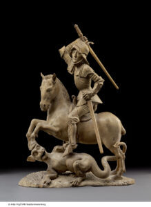 Tilman Riemenschneider, St George Fighting the Dragon, c. 1490, Limewood, 30.5 x 22 in Bode Museum, Berlin
