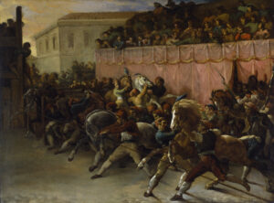 Théodore Géricault, Riderless Racers at Rome, 1817 Oil on paper, mounted on canvas, 17.6 x 23.4 in Walters Art Museum, Baltimore