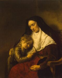 Willem Drost, Anna the Prophetess and a Child, 1650s Oil on canvas, 46 x 35 in Hermitage Museum, St Petersburg