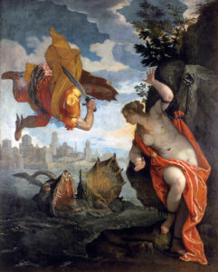 Paolo Veronese, Perseus Freeing Andromeda, between circa 1575 and circa 1580 Oil on canvas, 102.3 x 83 in Museum of Fine Arts of Rennes, France