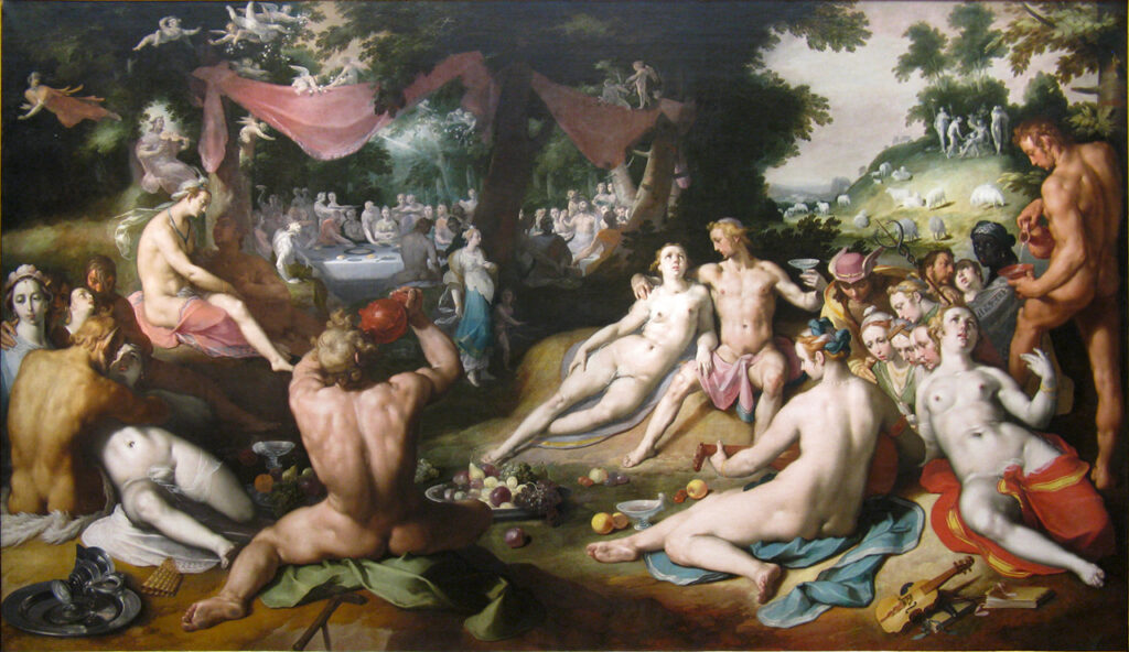 Cornelis van Haarlem, The Wedding of Peleus and Thetis, circa 1592-1593 Oil on canvas, 96.8 x 13.7 ft Frans Hals Museum, Haarlem