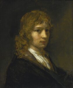 Willem Drost, Self-portrait, circa 1653 Oil on panel, 11.2 x 9.8 in Unknown gallery