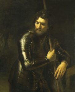 Willem Drost, Man in Armor, 1655 Oil on panel, 45.6 x 37.2 in Gemäldegalerie Alte Meister, Kassel, Germany