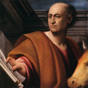 Pordenone, St Luke, 1535-37 Oil on panel, 29.5 x 29.5 in Szépmûvészeti Múzeum, Budapest