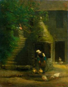 Jean-Francois Millet, The Well at Gruchy, 1854 Oil on canvas, 15.7 x 12.7 in Victoria and Albert Museum, London