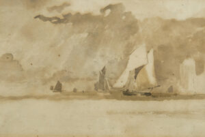 John Constable, Seascape Pencil and brown wash, 6.2 x 9.4 in Private collection