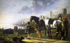 Aelbert Cuyp, A Page with Two Horses, c 1652 Oil on canvas, 56.3 x 89.8 in Royal Collection, Windsor Castle
