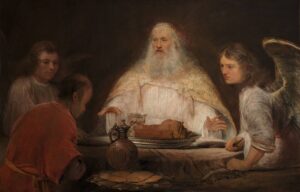 Aert de Gelder, Abraham Entertaining the Three Angels, 1680s Oil on canvas, 43.7 x 68.5 in Museum Boijmans Van Beuningen, Rotterdam