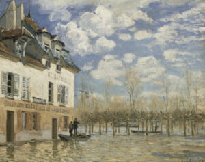 Alfred Sisley, Boat in the Flood at Port Marly, 1876 Oil on canvas, 19.6 x 24 in Musée d'Orsay, Paris