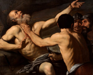 Domenico Antonio Vaccaro, The Martyrdom of Saint Bartholomew, between 1630 and 1670 Oil on canvas, 38.1 x 47.2 in Private collection