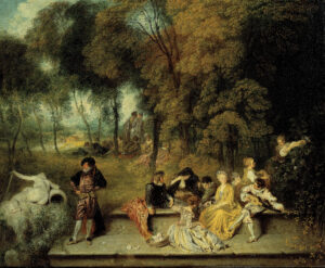Jean-Antoine Watteau, Pleasures of Love, between c 1718 and c 1719 Oil on canvas, 23.62 x 29.52 in Gemäldegalerie Alte Meister, Dresden