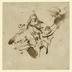 Aert de Gelder, Study for Jupiter's Visit to Philemon and Baucis Pen and brown ink, 5.6 x 5.4 in Kupferstichkabinett, Berlin