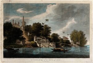 William Hodges, A View of Part of the City of Oud, 1785 Coloured etching Wellcome Collection