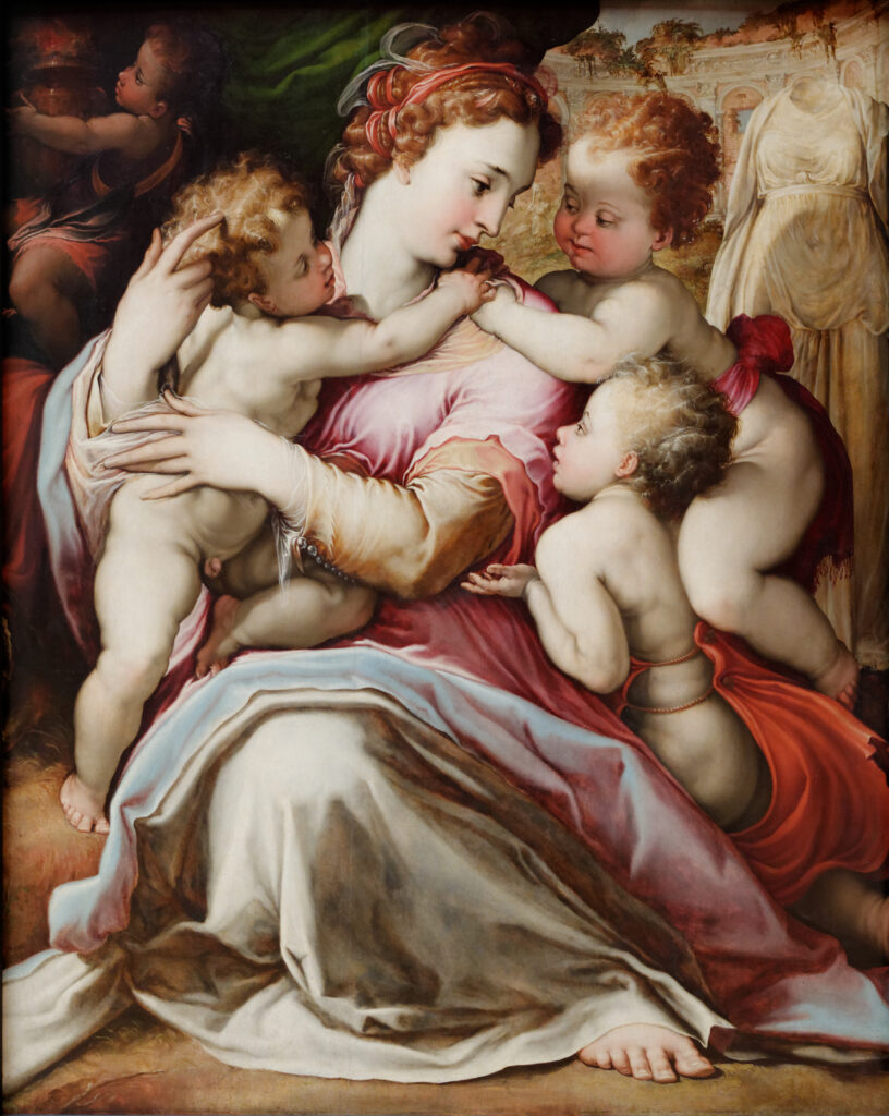 Francesco Salviati, Charity, c1543-1545 Oil on poplar panel, 56.7 x 45.7 in Alte Pinakothek, Munich