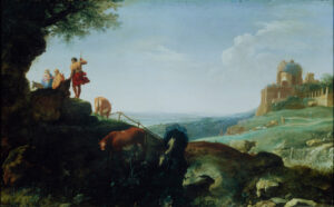 Cornelis van Poelenburgh, Landscape with the Flight to Egypt, 1625 Oil on canvas, 19 x 28 in Centraal Museum, Utrecht, Netherlands