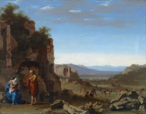 Cornelis van Poelenburgh, The Rest on The Flight into Egypt, c 1630s Oil on copper, 13.4 x 17.2 in Fogg Museum, Cambridge, Massachusetts