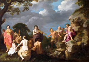 Cornelis van Poelenburgh, The Musical Contest between Apollo and Marsyas, c 1630 Oil on panel, 22 x 30.3 in Hallwyl Museum, Stockholm
