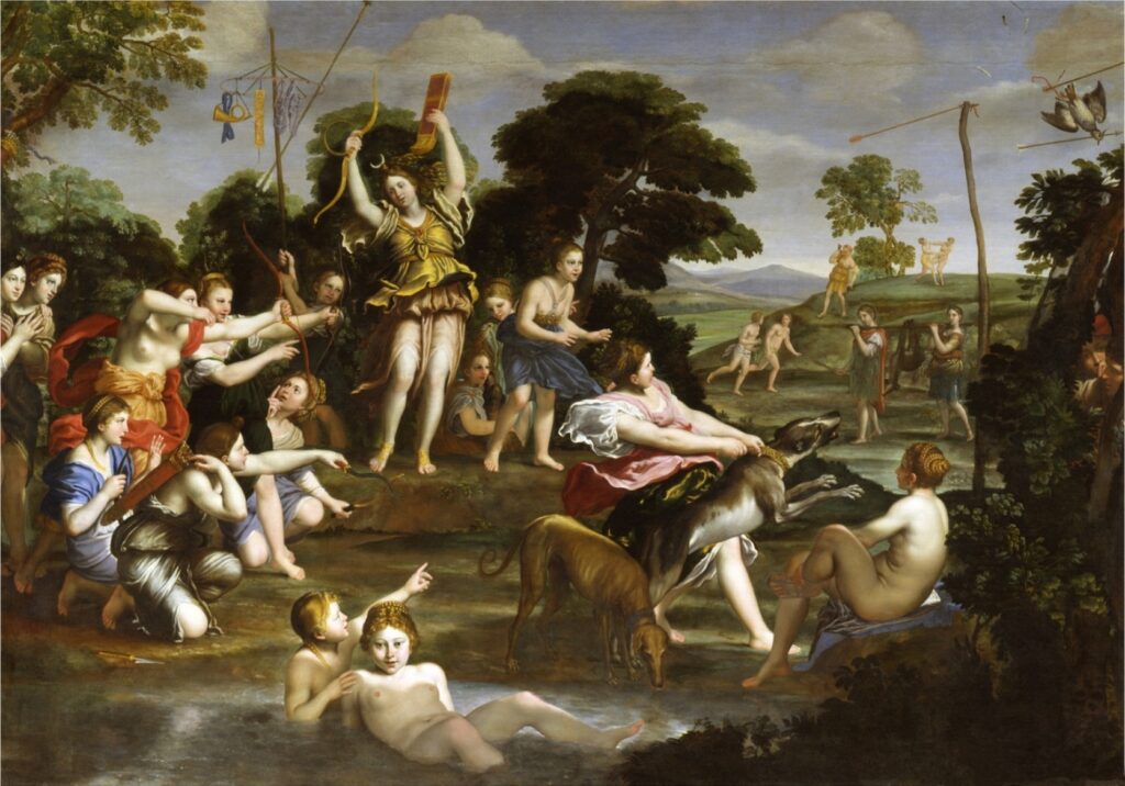 Domenichino, The Hunt of Diana/Diana and Her Nymphs, 1616–1617 Oil on canvas, 88.6 × 126 in Galleria Borghese, Rome
